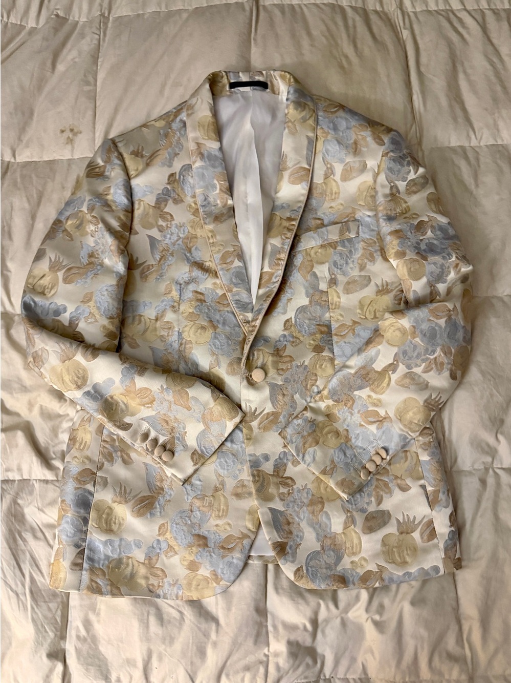 Tazzio Europa 42R Floral 3 Piece Skinny Fit Suit Vest Pants